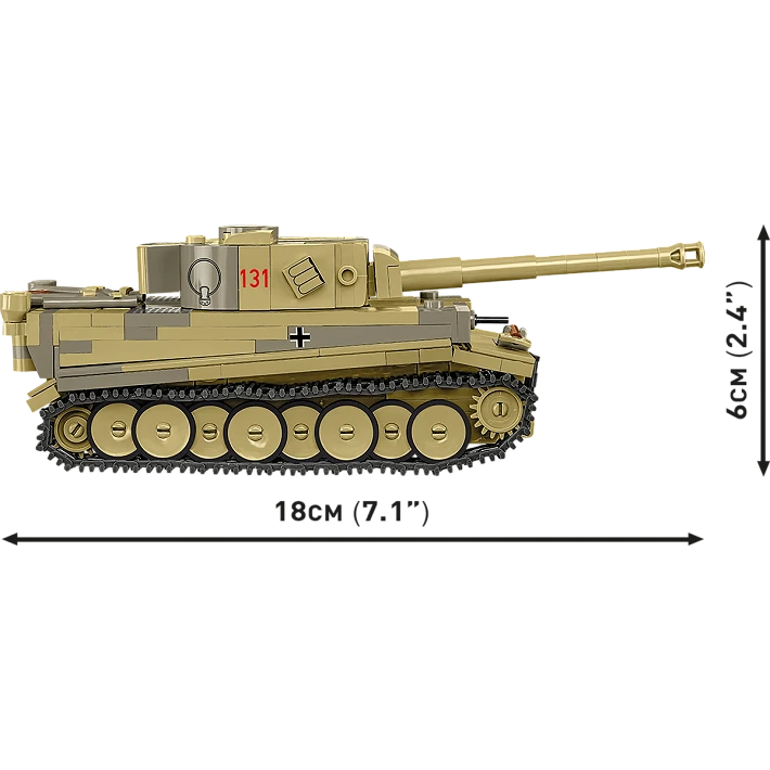A picture of the tank from the side, showing detailing of its flag decal, number 131, ammunition, and a hatch along its side.