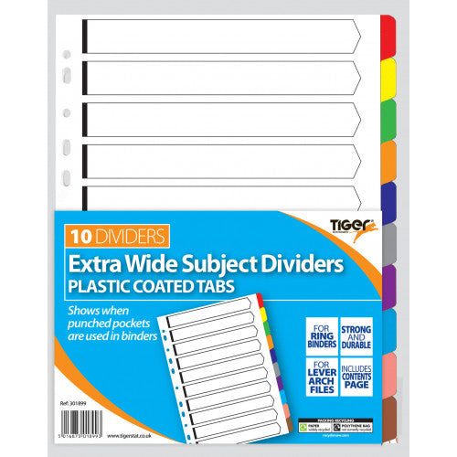 Dividers, A4 Extra Wide 10 Part Subject