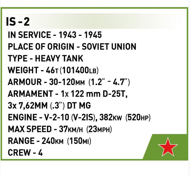 IS-2 Heavy Tank (1:28 scale) 3 in 1