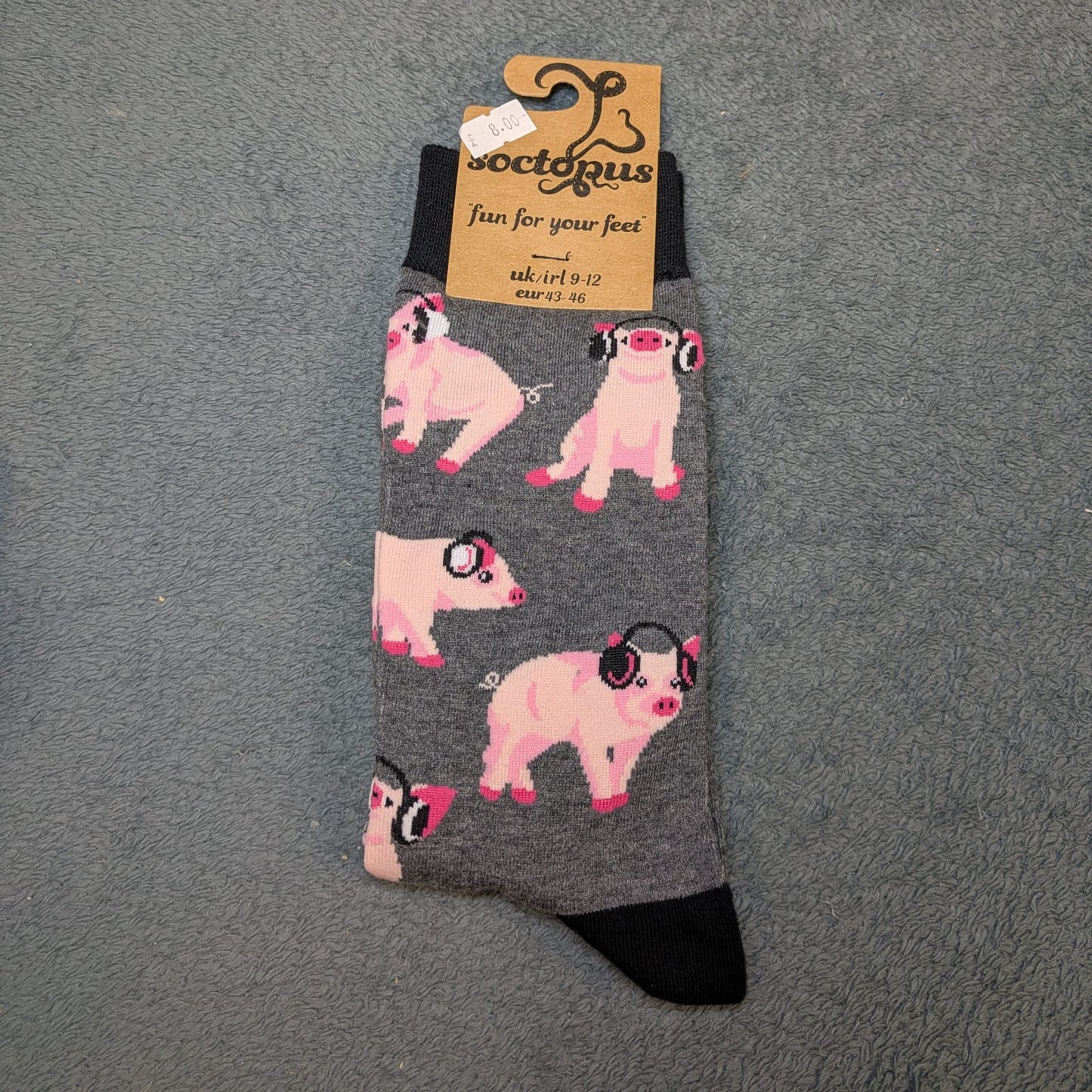 Pig in Headphones Socks by Socktopus