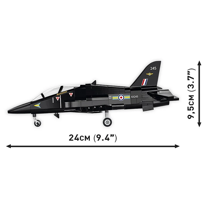 A photo of the model shown from the size, showing its dimensions of 24cm long and 9.5cm tall.