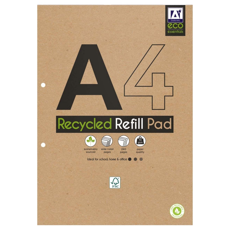 Ruled Refill Pad, A4, Recycled