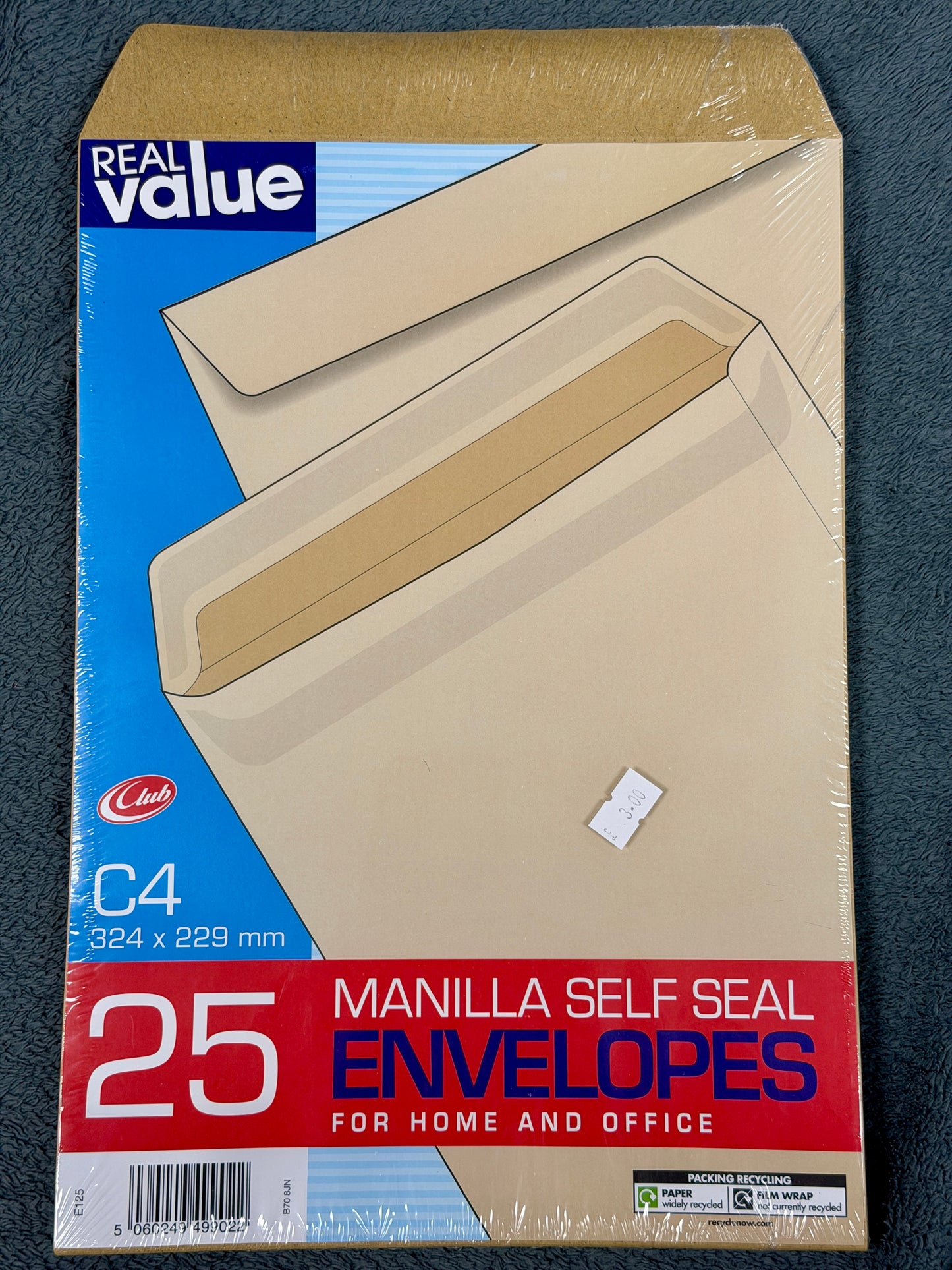 Envelopes C4 Manilla, Pack of 25