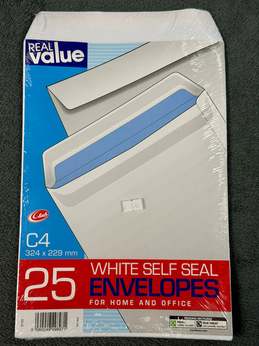 Envelopes C4 White, Pack of 25