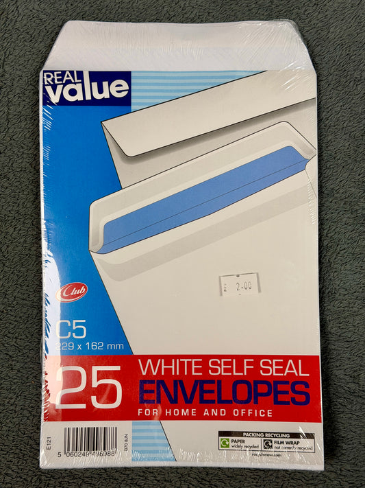 Envelopes C5 White, Pack of 25