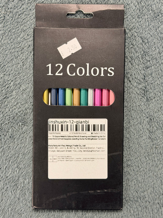 Colouring Pencils, Metallic, Pack of 12
