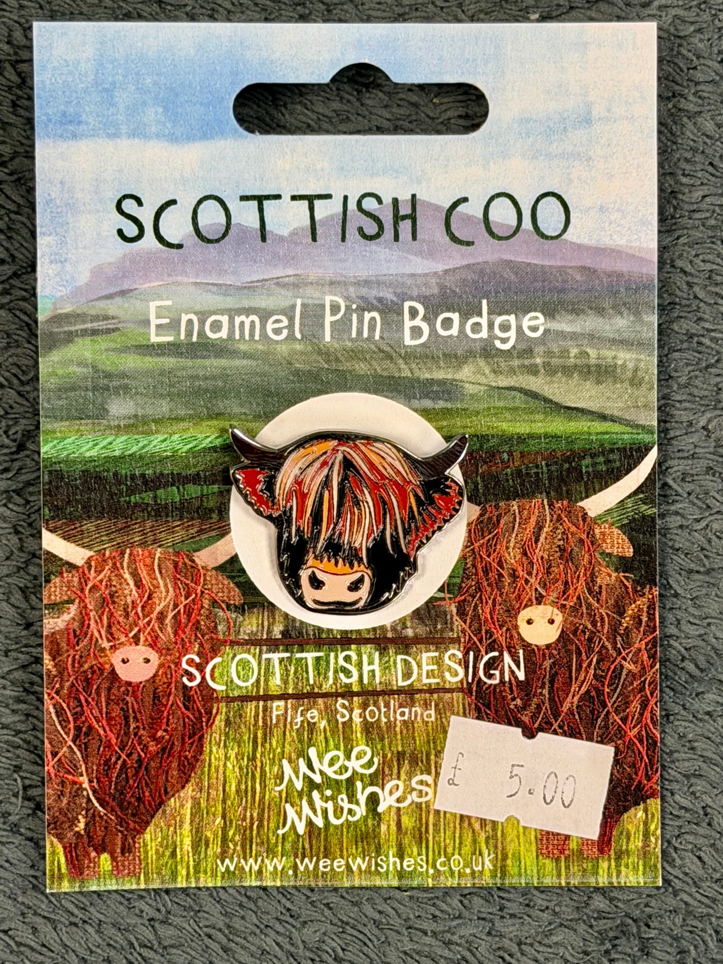 Enamel Pin, Scottish Cow