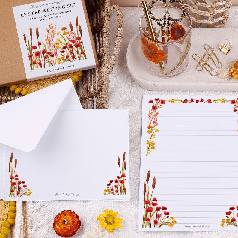 Stationery Set, A5 Poppies