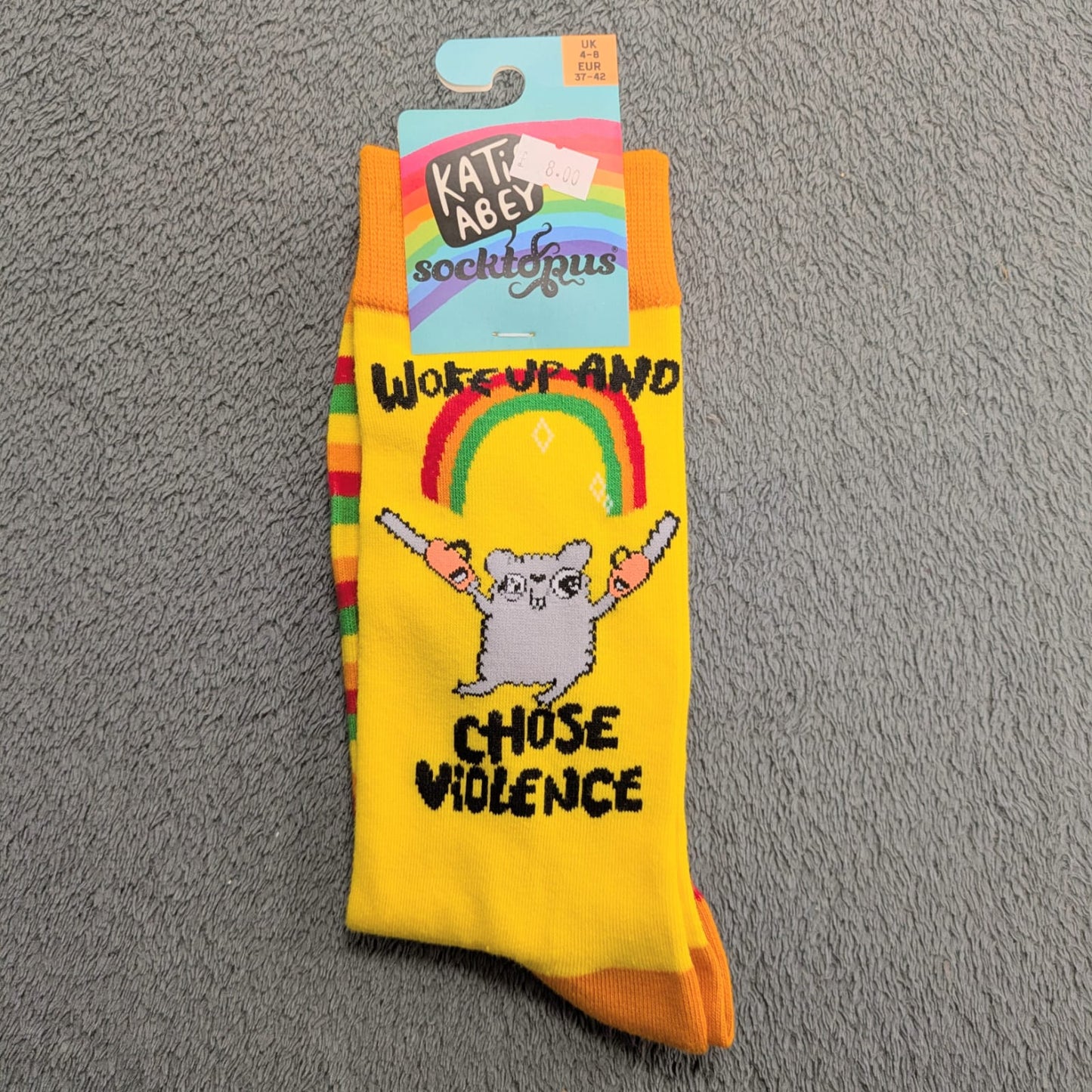 Woke Up and Chose Violence Socks by Katie Abie